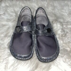 Alegria Nursing Clogs Shoes US 7 EU 37 Metallic Gray‎ Leather Comfort